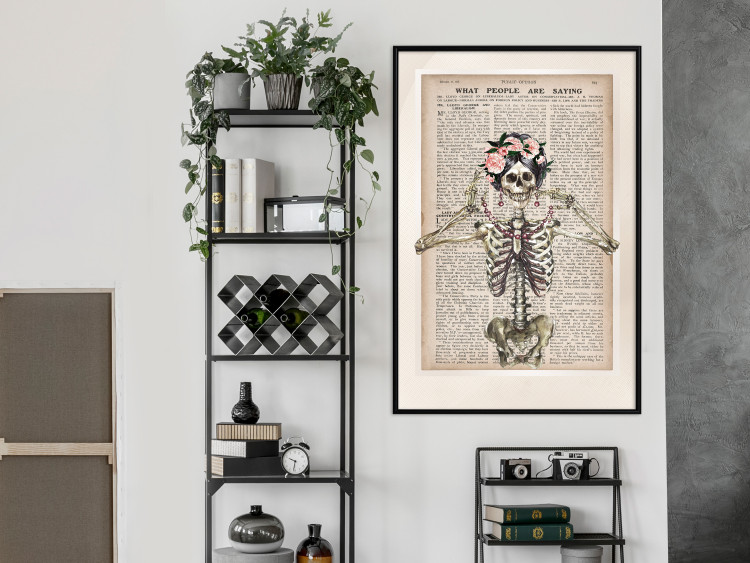 Wall Poster Lady Skeleton - unusual vintage-style fantasy with a newspaper background 129099 additionalImage 4
