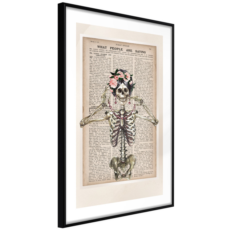 Wall Poster Lady Skeleton - unusual vintage-style fantasy with a newspaper background 129099 additionalImage 6