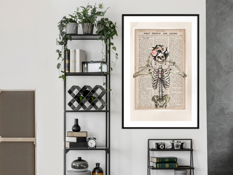 Wall Poster Lady Skeleton - unusual vintage-style fantasy with a newspaper background 129099 additionalImage 18