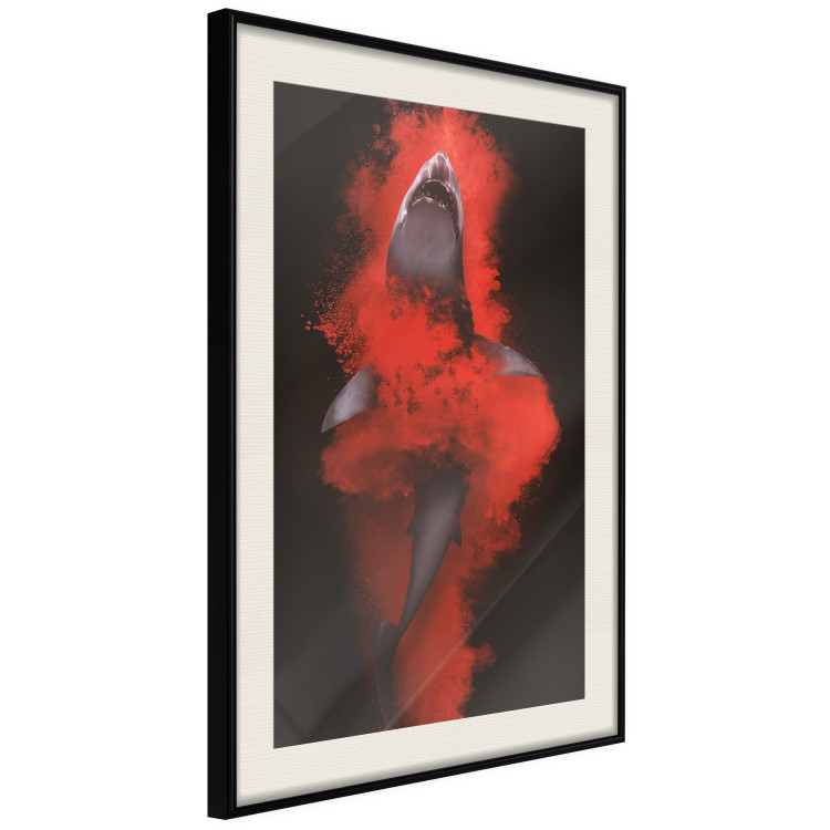 Wall Poster King of the Oceans - abstract shark amidst redness on a black background 129799 additionalImage 2