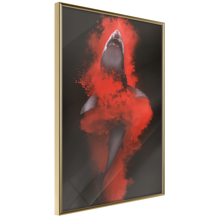 Wall Poster King of the Oceans - abstract shark amidst redness on a black background 129799 additionalImage 12
