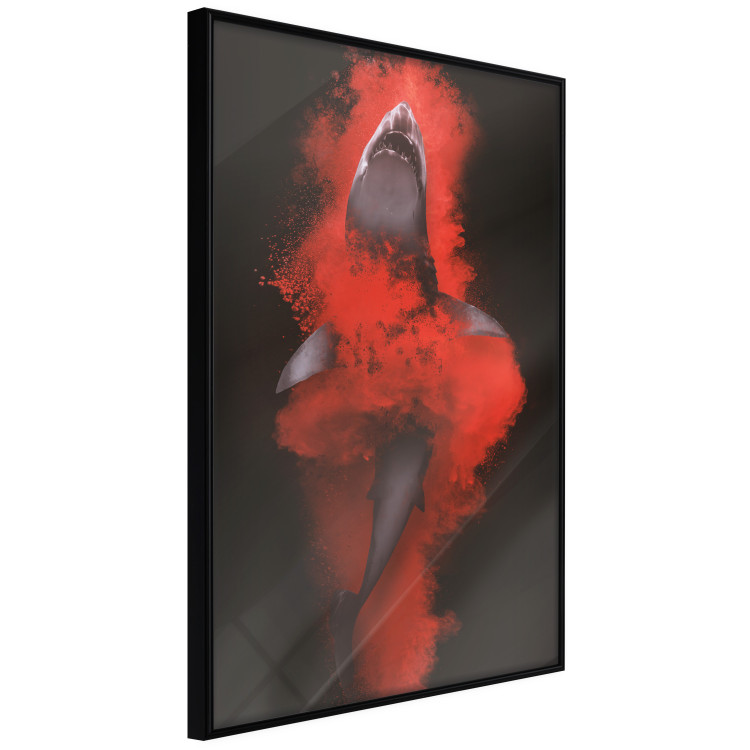 Wall Poster King of the Oceans - abstract shark amidst redness on a black background 129799 additionalImage 11