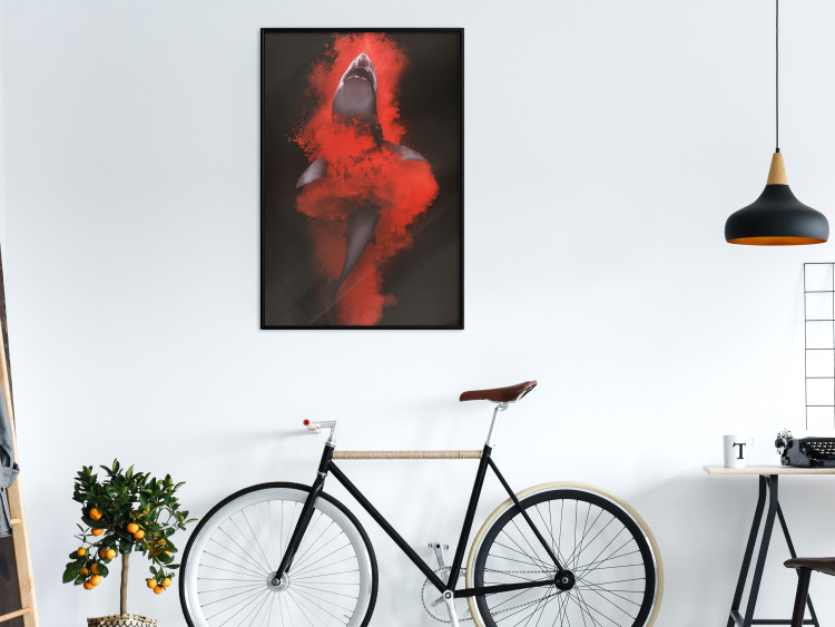 Wall Poster King of the Oceans - abstract shark amidst redness on a black background 129799 additionalImage 4