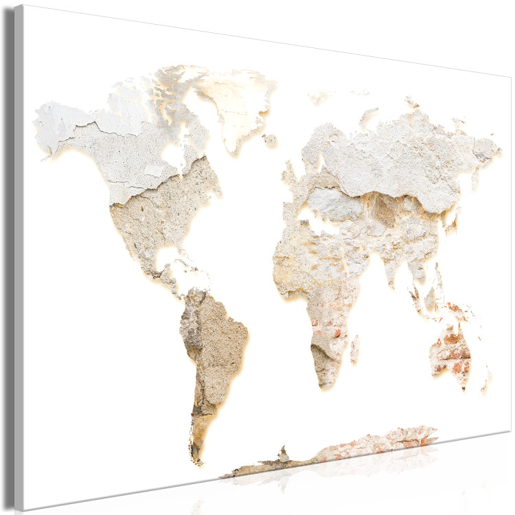 Canvas Print Raw World (1-piece) Vertical - world map in wall texture 131699 additionalImage 2