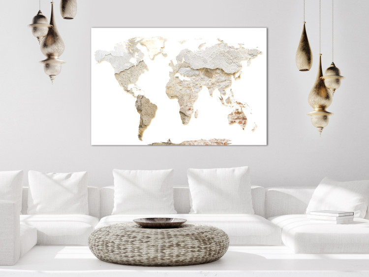 Canvas Print Raw World (1-piece) Vertical - world map in wall texture 131699 additionalImage 3