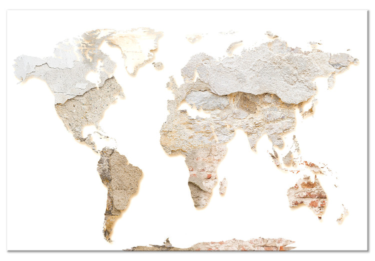 Canvas Print Raw World (1-piece) Vertical - world map in wall texture 131699