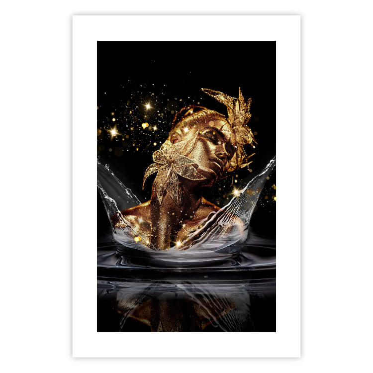 Wall Poster Golden Dream - abstract golden figure of a woman in water on a black background 132199 additionalImage 25