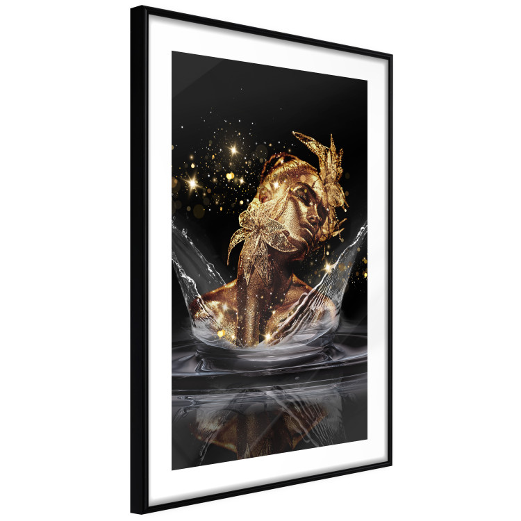 Wall Poster Golden Dream - abstract golden figure of a woman in water on a black background 132199 additionalImage 2