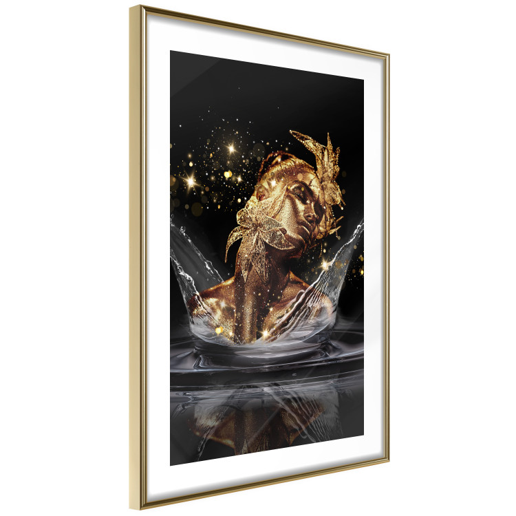 Wall Poster Golden Dream - abstract golden figure of a woman in water on a black background 132199 additionalImage 6