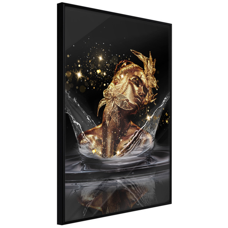 Wall Poster Golden Dream - abstract golden figure of a woman in water on a black background 132199 additionalImage 5