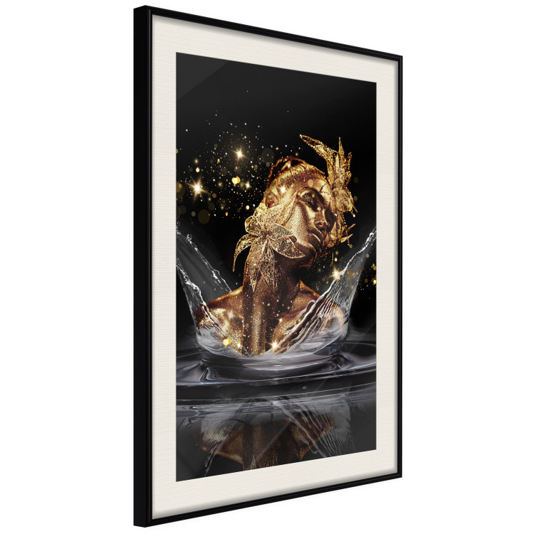 Wall Poster Golden Dream - abstract golden figure of a woman in water on a black background 132199 additionalImage 3