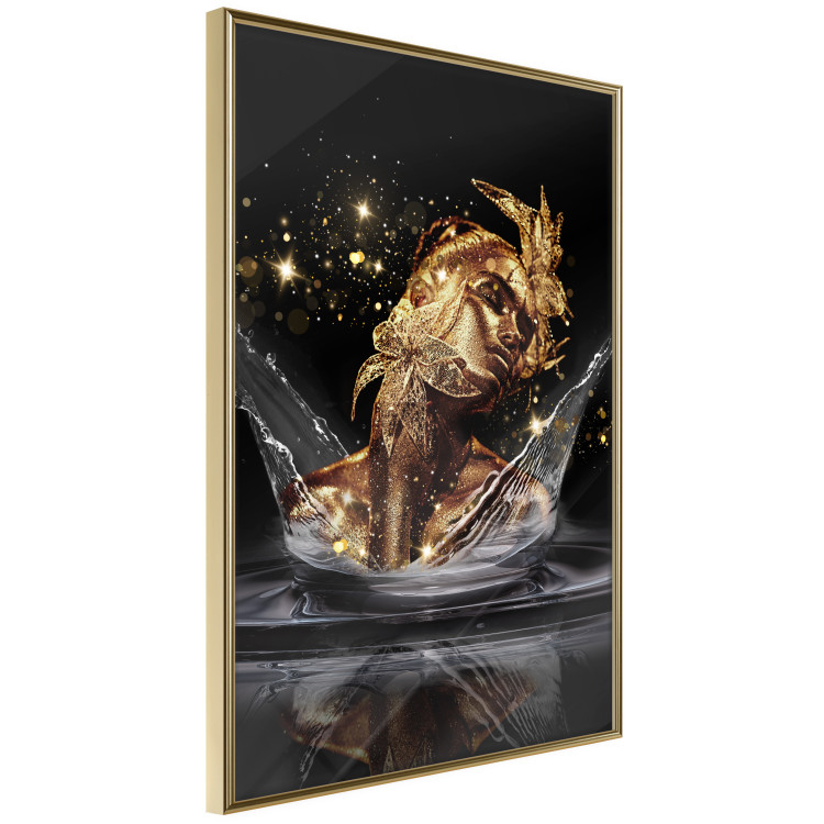 Wall Poster Golden Dream - abstract golden figure of a woman in water on a black background 132199 additionalImage 8