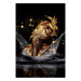 Wall Poster Golden Dream - abstract golden figure of a woman in water on a black background 132199