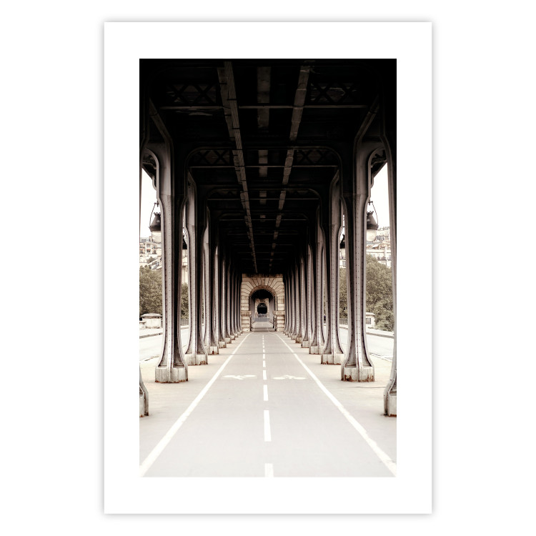 Poster Pont de Bir-Hakeim - bike path with column architecture in sepia 132299 additionalImage 23