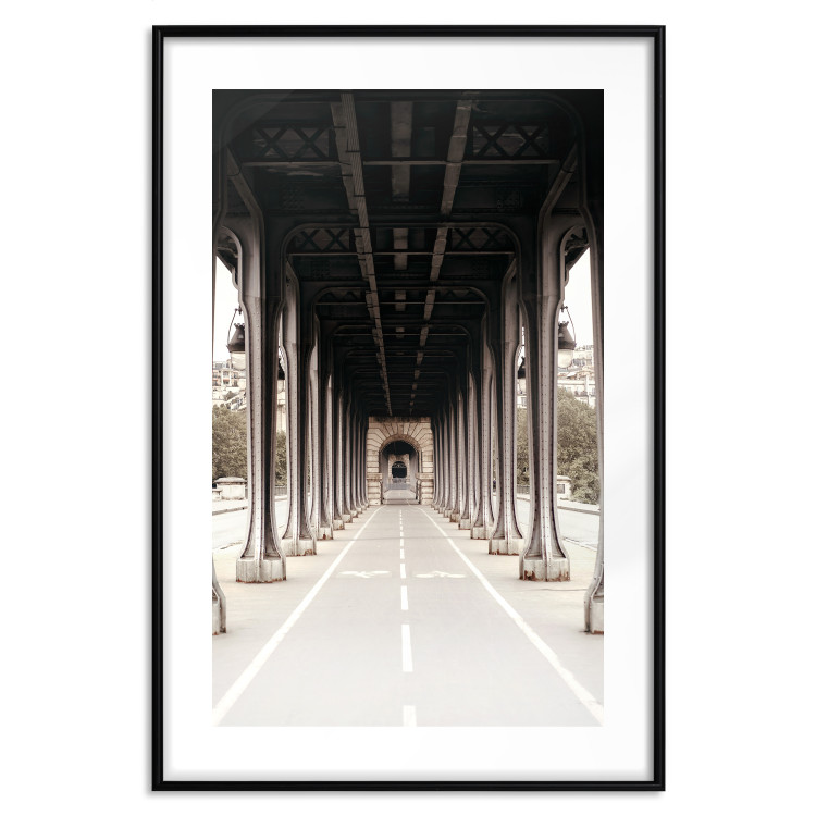 Poster Pont de Bir-Hakeim - bike path with column architecture in sepia 132299 additionalImage 19