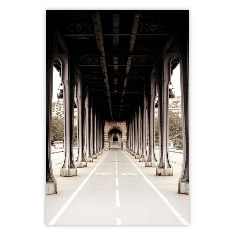 Poster Pont de Bir-Hakeim - bike path with column architecture in sepia 132299