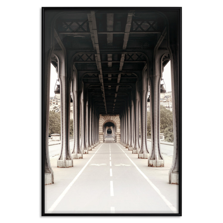 Poster Pont de Bir-Hakeim - bike path with column architecture in sepia 132299 additionalImage 27