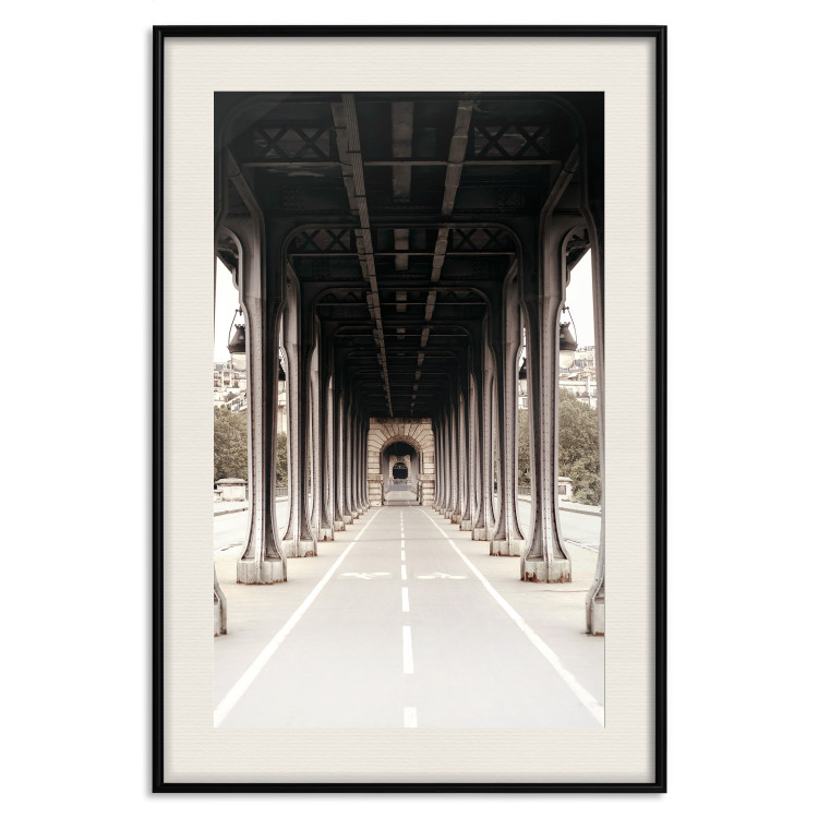 Poster Pont de Bir-Hakeim - bike path with column architecture in sepia 132299 additionalImage 22