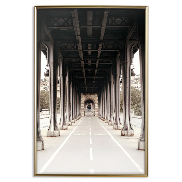 Poster Pont de Bir-Hakeim - bike path with column architecture in sepia 132299 additionalImage 26