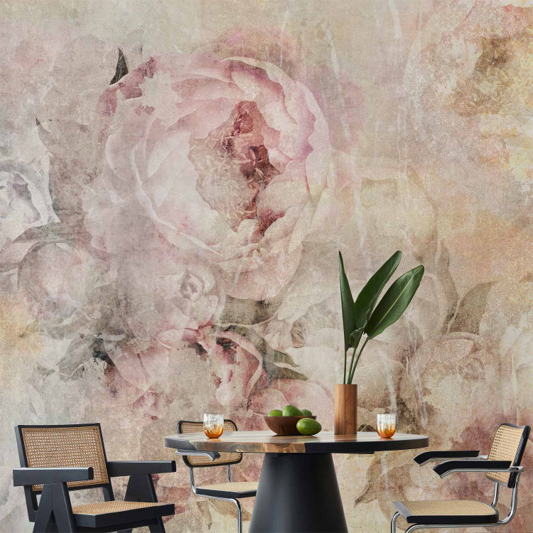 Wall Mural Powder blooms - retro floral motif with peonies with pattern 135799 additionalImage 6
