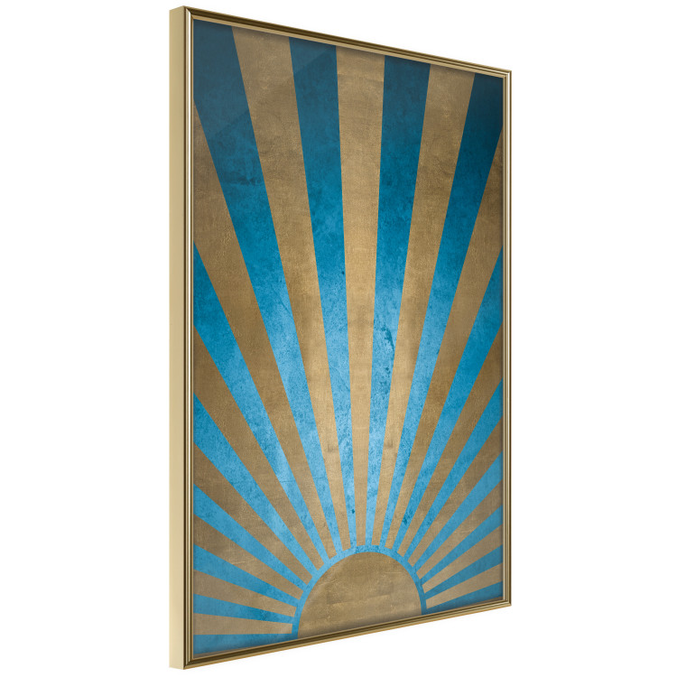 Poster Beyond the Horizon - abstract golden sun with figures on a blue background 137699 additionalImage 10