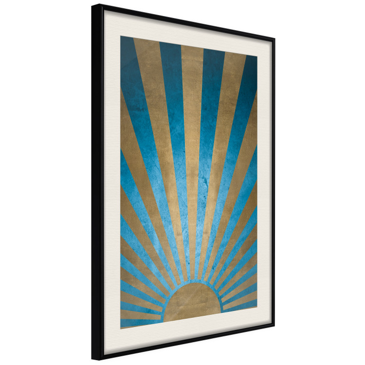 Poster Beyond the Horizon - abstract golden sun with figures on a blue background 137699 additionalImage 8
