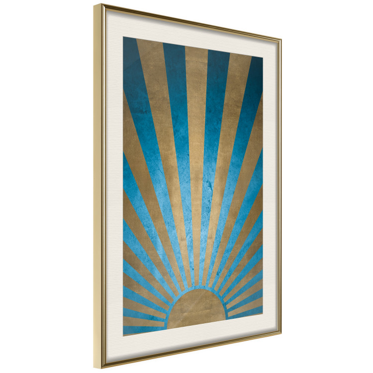 Poster Beyond the Horizon - abstract golden sun with figures on a blue background 137699 additionalImage 3