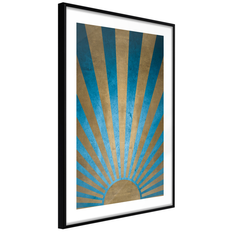 Poster Beyond the Horizon - abstract golden sun with figures on a blue background 137699 additionalImage 4