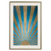 Poster Beyond the Horizon - abstract golden sun with figures on a blue background 137699 additionalThumb 18