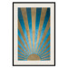Poster Beyond the Horizon - abstract golden sun with figures on a blue background 137699 additionalThumb 17
