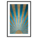 Poster Beyond the Horizon - abstract golden sun with figures on a blue background 137699 additionalThumb 19