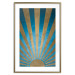 Poster Beyond the Horizon - abstract golden sun with figures on a blue background 137699 additionalThumb 16