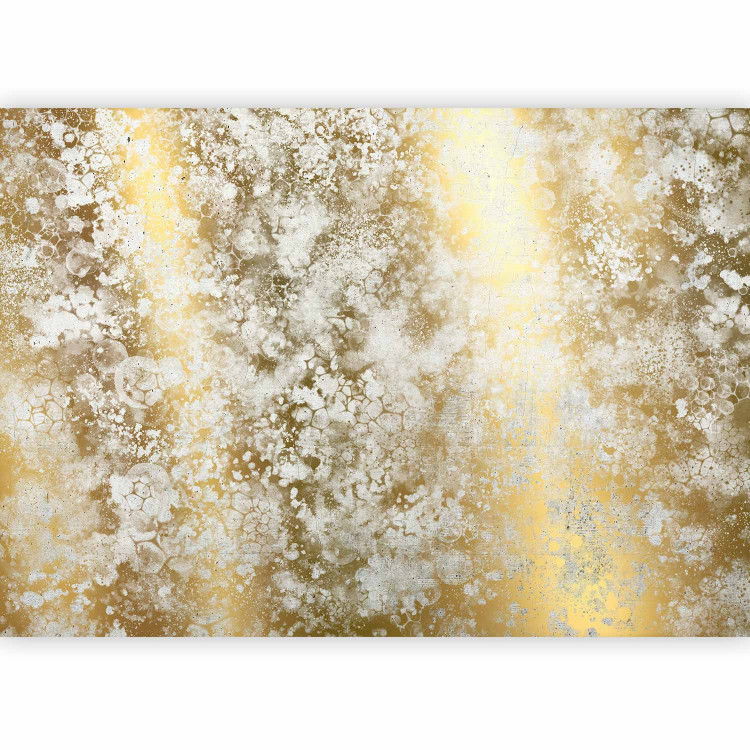 Wall Mural Abstraction - white patterned background with bubble marks on gold background 142699 additionalImage 1