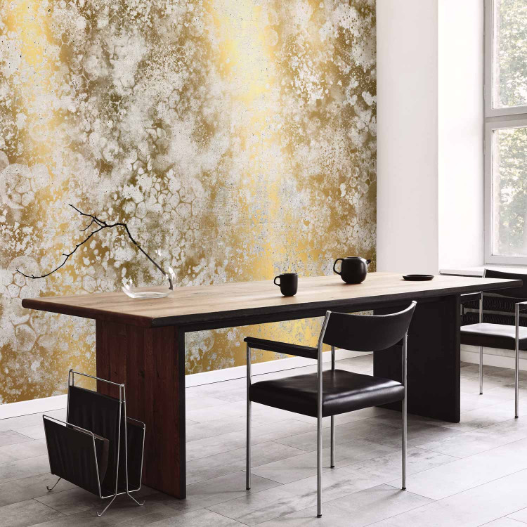 Wall Mural Abstraction - white patterned background with bubble marks on gold background 142699 additionalImage 7