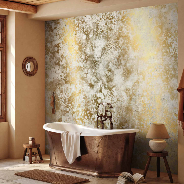 Wall Mural Abstraction - white patterned background with bubble marks on gold background 142699 additionalImage 8
