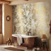 Wall Mural Abstraction - white patterned background with bubble marks on gold background 142699 additionalThumb 8