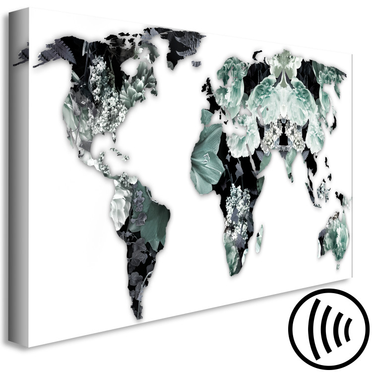 Canvas Emerald Map (1-piece) Wide - world map in green flowers 143099 additionalImage 6