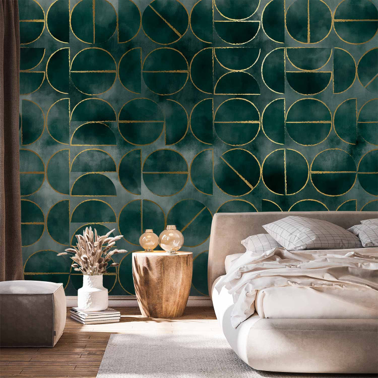 Wall Mural Gold abstraction - geometric composition in art deco style frame 143199