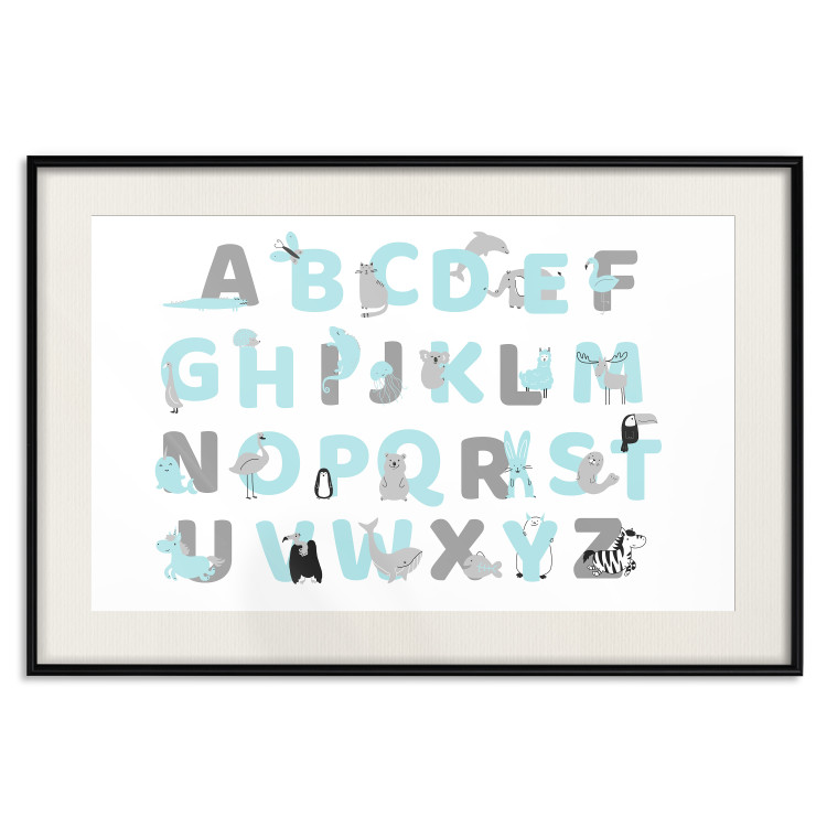 Poster English Alphabet for Children - Gray and Blue Letters with Animals 146499 additionalImage 18