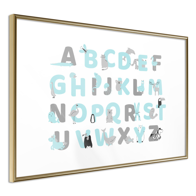 Poster English Alphabet for Children - Gray and Blue Letters with Animals 146499 additionalImage 7