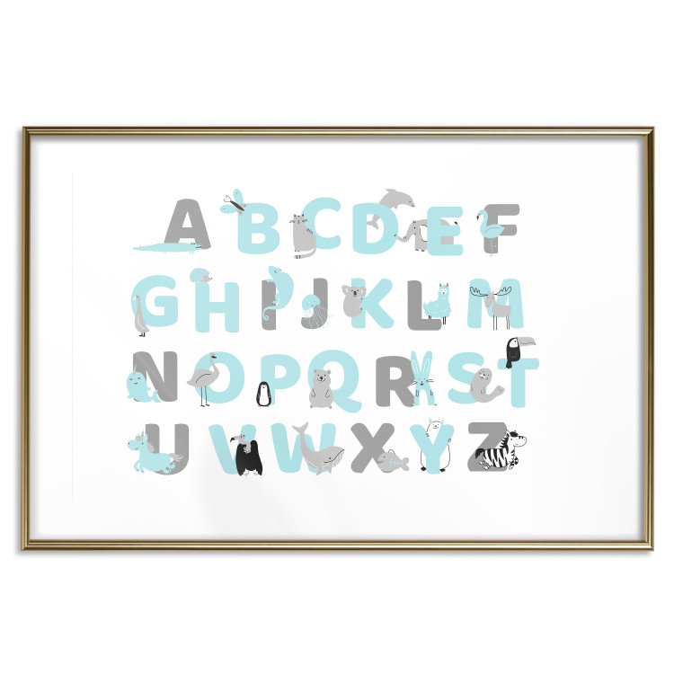 Poster English Alphabet for Children - Gray and Blue Letters with Animals 146499 additionalImage 22