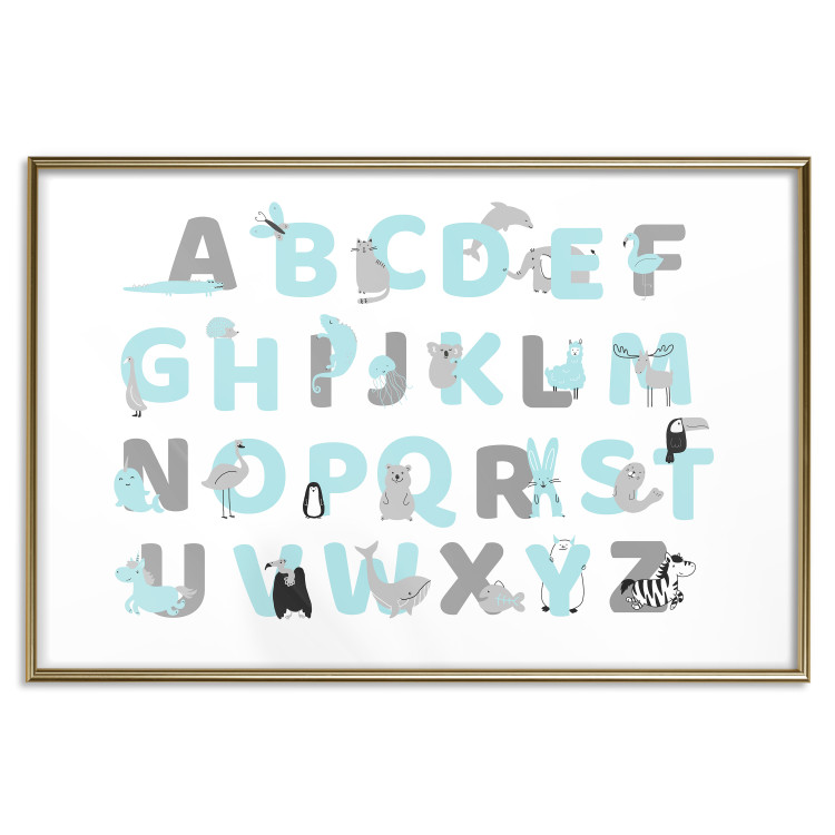 Poster English Alphabet for Children - Gray and Blue Letters with Animals 146499 additionalImage 15