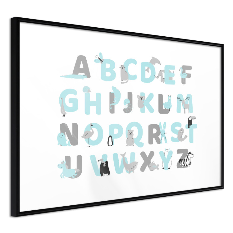 Poster English Alphabet for Children - Gray and Blue Letters with Animals 146499 additionalImage 27