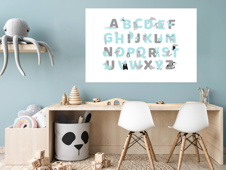 Poster English Alphabet for Children - Gray and Blue Letters with Animals 146499 additionalImage 10