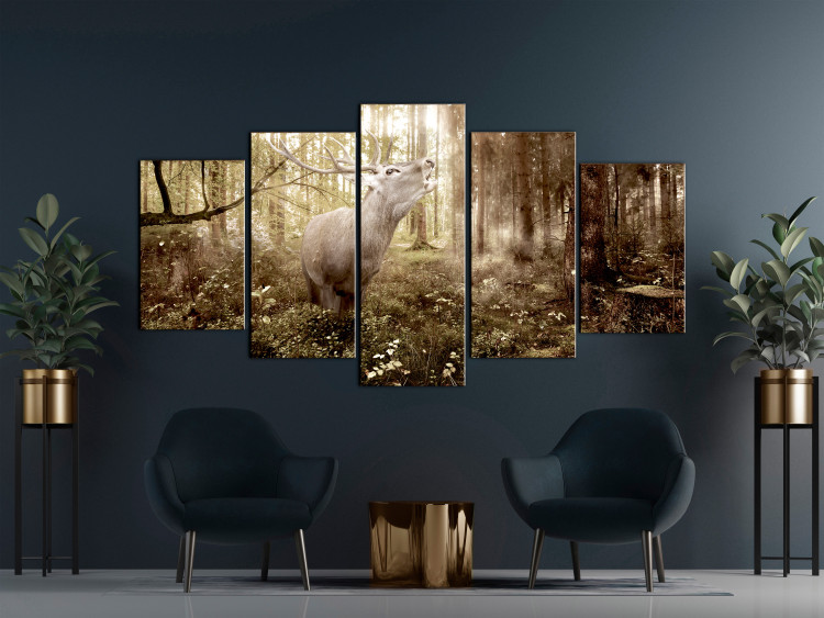 Canvas Art Print Forest Sovereign (5-piece) Wide - composition with an animal motif 149099 additionalImage 3