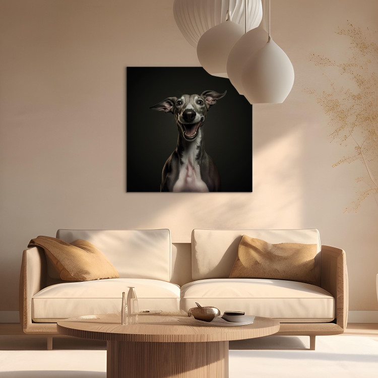 Canvas Art Print AI Greyhound Dog - Portrait of a Wide Smiling Animal - Square 150199 additionalImage 3