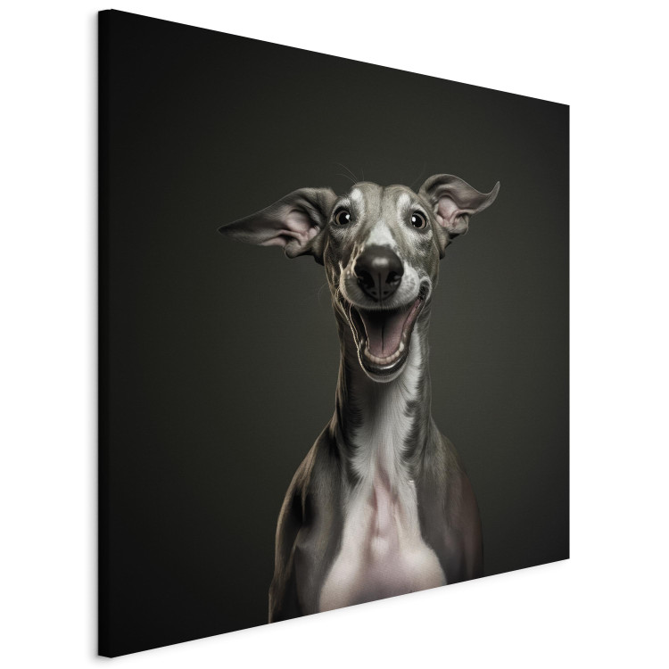 Canvas Art Print AI Greyhound Dog - Portrait of a Wide Smiling Animal - Square 150199 additionalImage 2