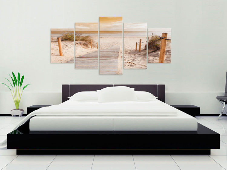 Canvas Art Print Morning on the beach - sepia 150299 additionalImage 3