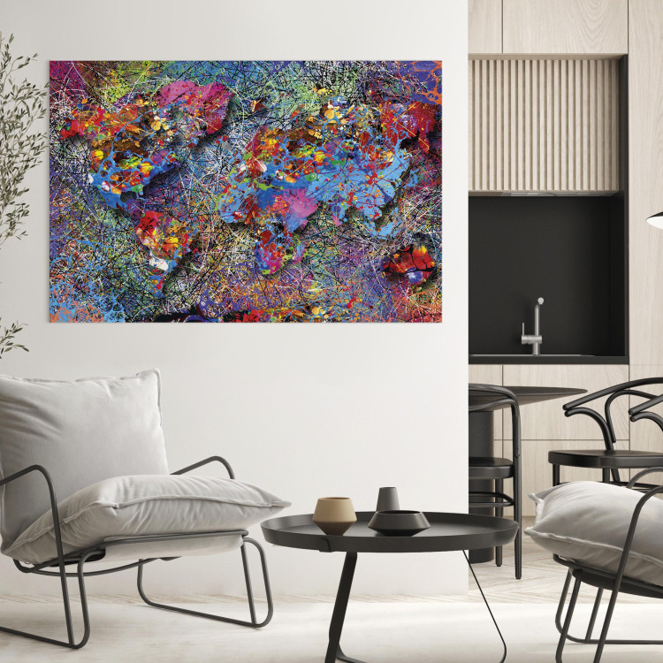 Canvas Art Print Map: Jackson Pollock inspiration  92599 additionalImage 5